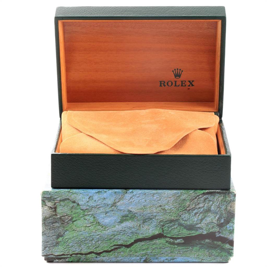 The image shows a Rolex Submariner 14060 Men's Stainless Steel Black Dial 14060 Men's Stainless Steel Black Dial watch box with the inner suede pouch visible, taken from a front angle.