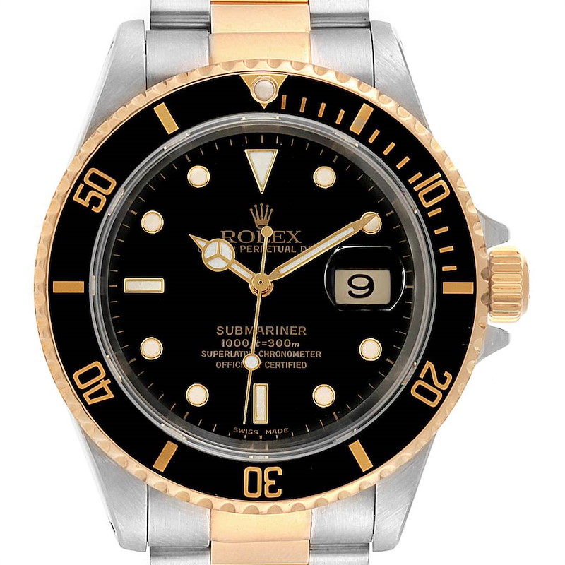 Rolex Submariner 40mm Steel Yellow Gold Mens Watch 16613 SwissWatchExpo