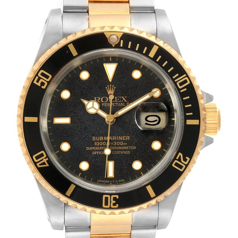 Rolex Submariner Steel Yellow Gold Spider Dial Bezel Mens Watch 16613 SwissWatchExpo