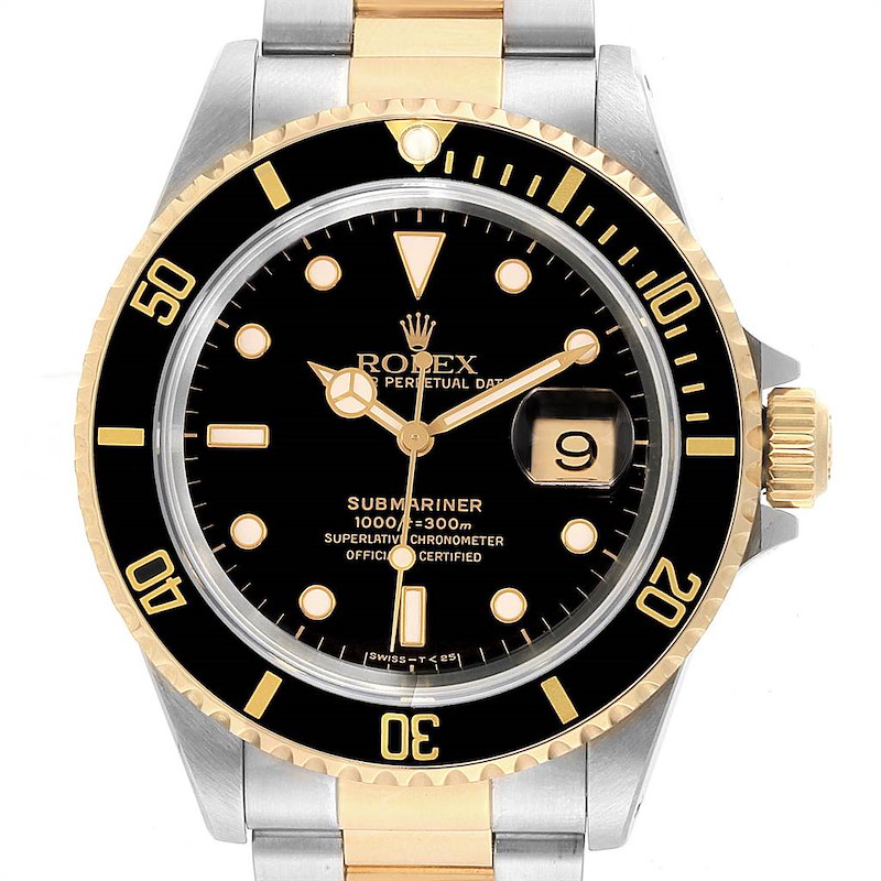 Rolex Submariner Steel Yellow Gold Oyster Bracelet Mens Watch 16613 SwissWatchExpo