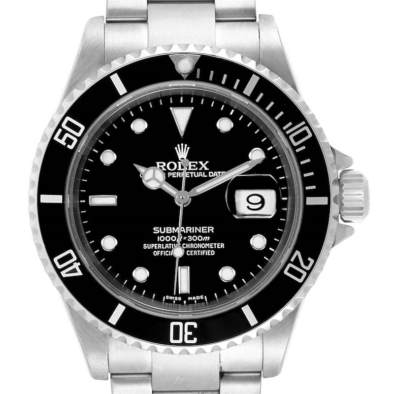 Rolex Submariner Date Oyster Bracelet Automatic Steel Mens Watch 16610 SwissWatchExpo