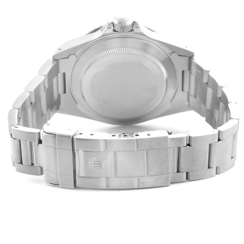 The image shows the back case and bracelet of a Rolex Submariner 14060 Men
s Stainless Steel Black Dial 14060 Men
s Stainless Steel Black Dial watch from a rear angle.