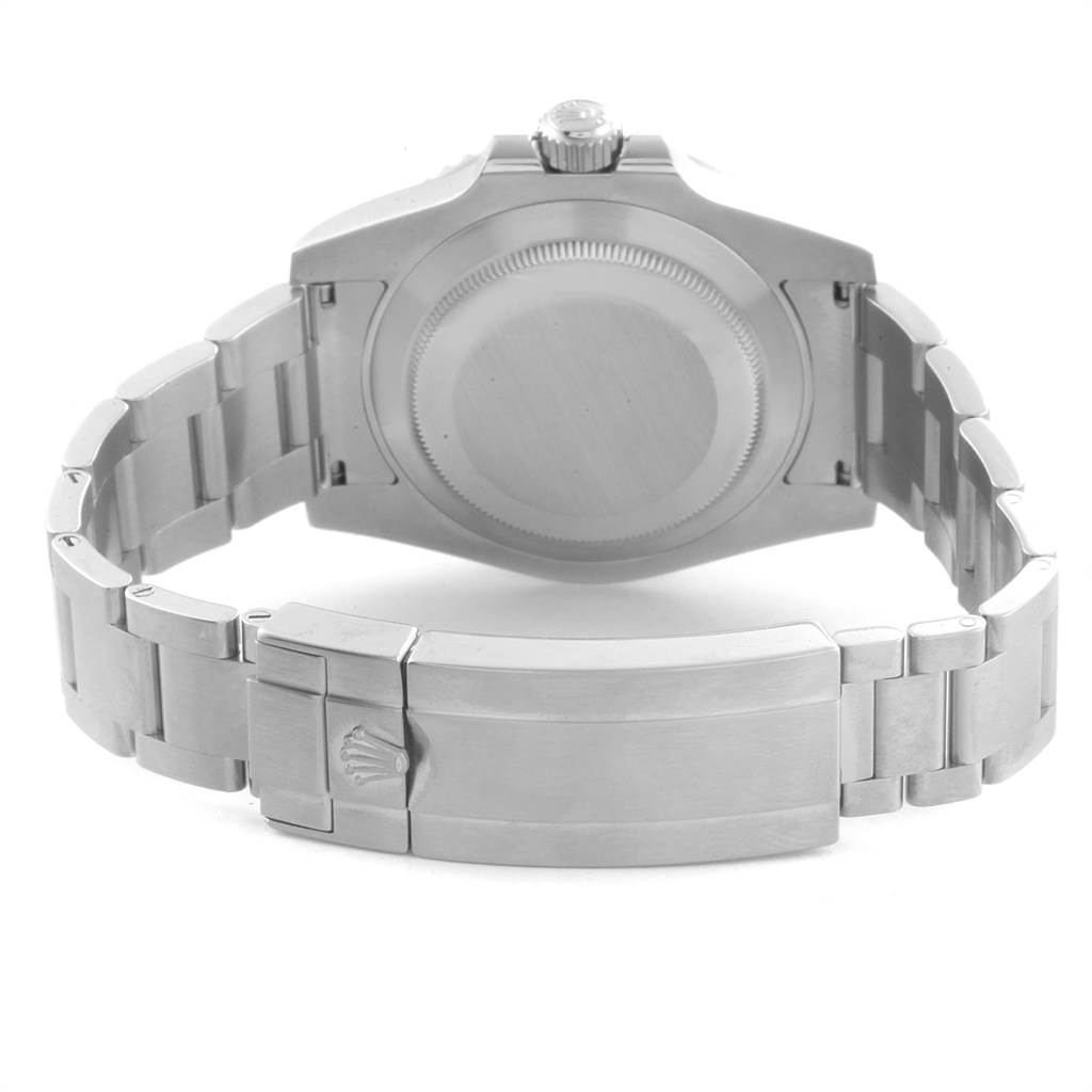 This image shows the back case and clasp of a Rolex Submariner 116610 Men
s Stainless Steel Black Dial 116610 Men
s Stainless Steel Black Dial watch from a rear angle.