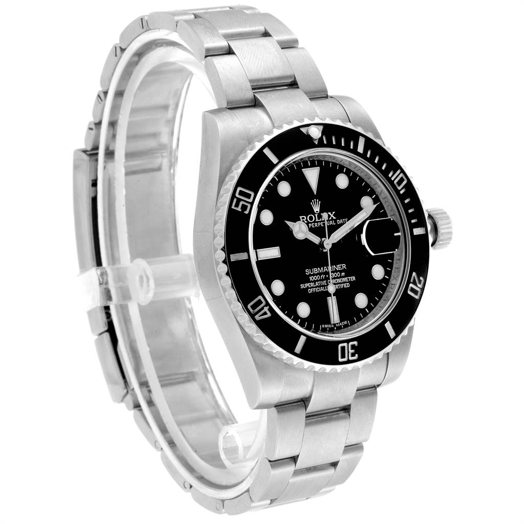 The image shows a Rolex Submariner 116610 Men
s Stainless Steel Black Dial 116610 Men
s Stainless Steel Black Dial watch at a slight angle, highlighting the dial, bezel, and bracelet.