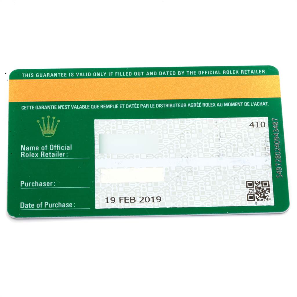 This image shows the warranty card for a Rolex Submariner 116613 Men
s Steel and Gold (two tone) Blue Dial 116613 Men
s Steel and Gold (two tone) Blue Dial watch.