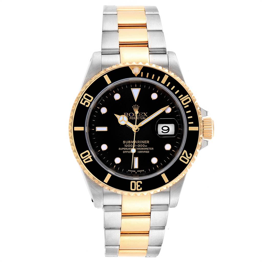 Rolex Submariner 40mm Steel Yellow Gold Mens Watch 16613 Box Papers ...