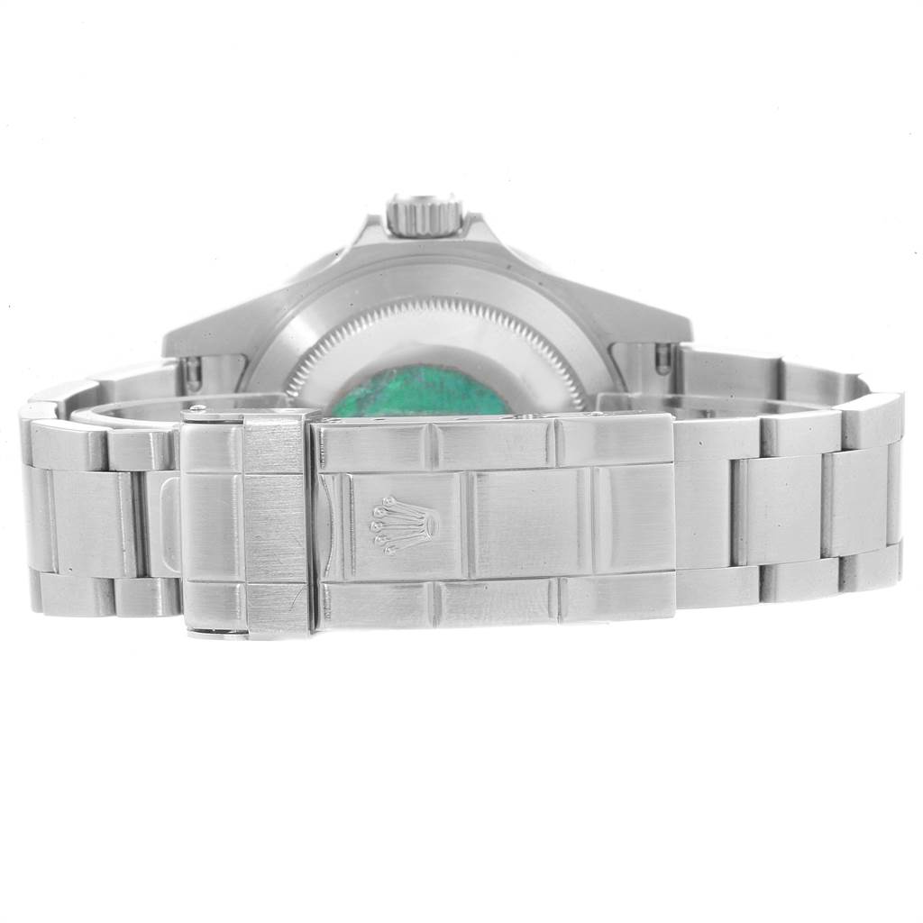 The image shows the back view of a Rolex Submariner 16610LV Men's Stainless Steel Black Dial 16610LV Men's Stainless Steel Black Dial, highlighting the bracelet and clasp.