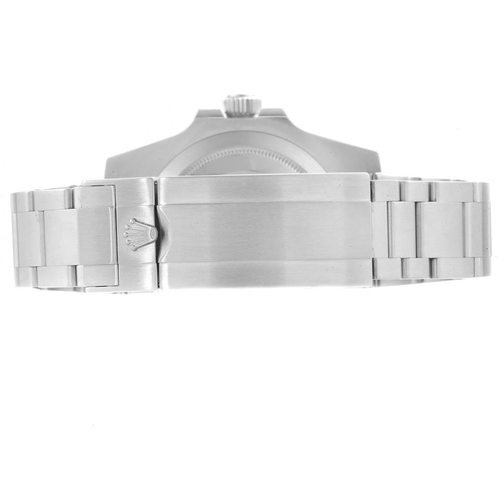 This image shows the bracelet and clasp of the Rolex Submariner 116610LV Men
s Stainless Steel Green Dial 116610LV Men
s Stainless Steel Green Dial watch from a back angle.