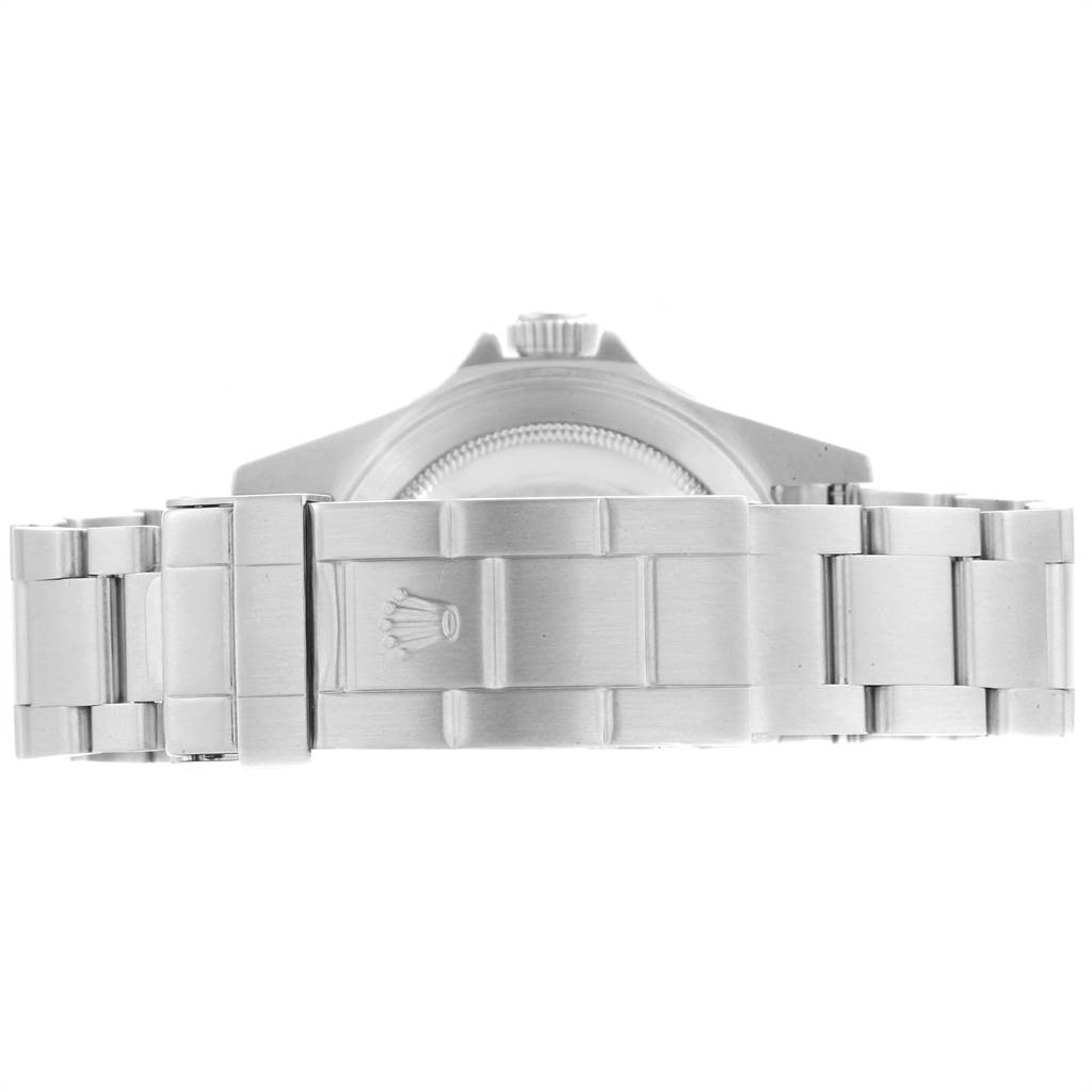 The image shows the back view of the Rolex Submariner 16610 Men
s Stainless Steel Black Dial 16610 Men
s Stainless Steel Black Dial watch, focusing on the bracelet and clasp.