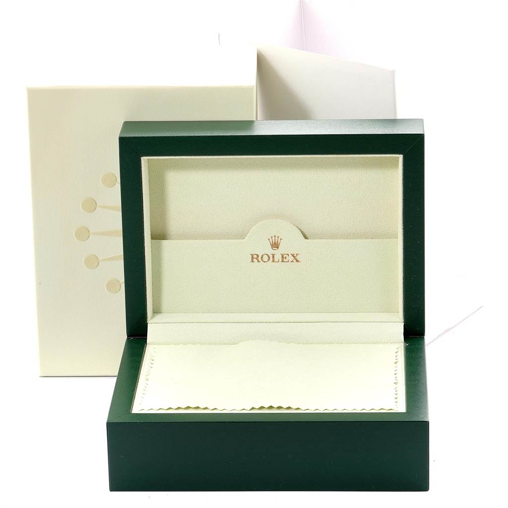 The image shows an open watch box for a Rolex Submariner 14060 Men
s Stainless Steel Black Dial 14060 Men
s Stainless Steel Black Dial, displaying its internal packaging and compartments.