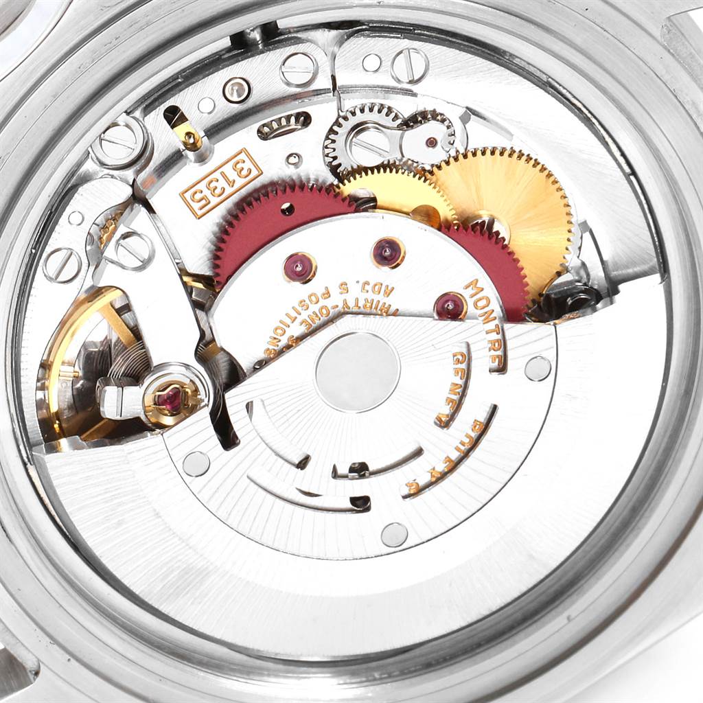 This image shows the internal movement mechanism of a Rolex Submariner 16610 Men
s Stainless Steel Black Dial 16610 Men
s Stainless Steel Black Dial watch from a top-down angle.