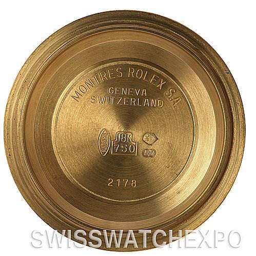 The image shows the interior case back of a Rolex Submariner 16618 Men's Stainless Steel Blue Dial 16618 Men's Stainless Steel Blue Dial watch, displaying the brand's inscriptions and hallmarks.