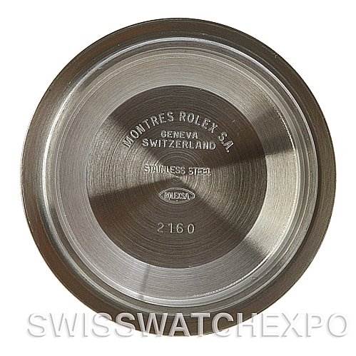 This image shows the stainless steel case back of a Rolex Submariner 16610 Men's Stainless Steel Black Dial 16610 Men's Stainless Steel Black Dial watch.