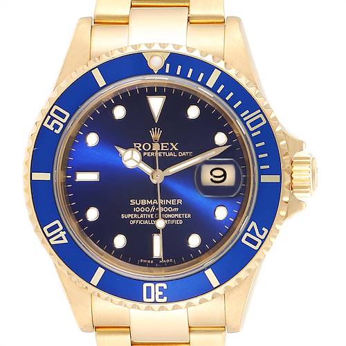 Photo of Rolex Submariner 18K Yellow Gold Blue Dial 40mm Mens Watch 16618