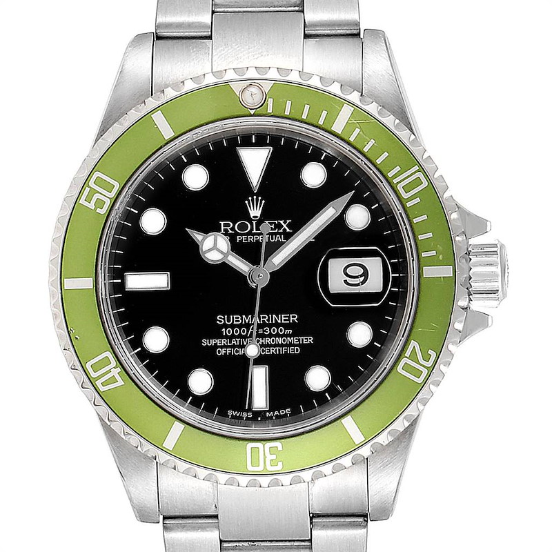 Rolex Submariner Green 50th Anniversary Flat 4 Mens Watch 16610LV SwissWatchExpo