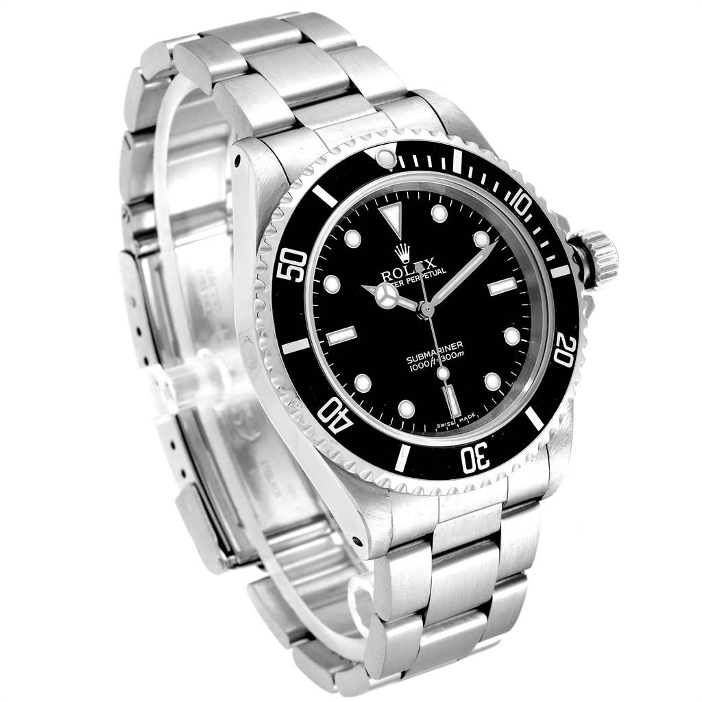 The image shows a Rolex Submariner 14060 Men's Stainless Steel Black Dial 14060 Men's Stainless Steel Black Dial watch at a 3/4 angle, highlighting the dial, bezel, and bracelet.