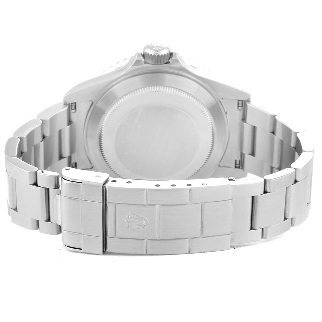 The image shows the back case and bracelet clasp of a Rolex Submariner 16610LV Men's Stainless Steel Black Dial 16610LV Men's Stainless Steel Black Dial watch.