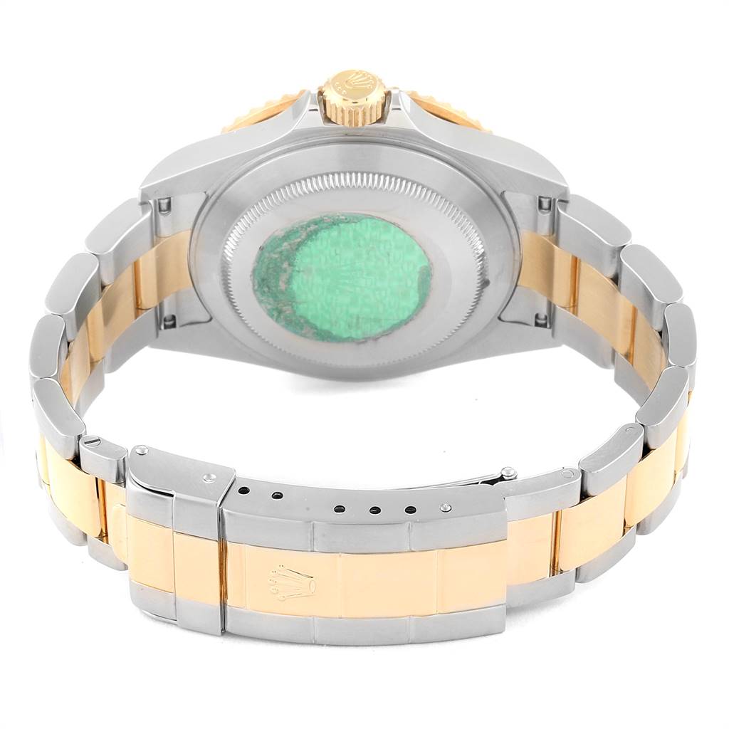 This image shows the back case and bracelet of a Rolex Submariner 16613 Men
s Steel and Gold (two tone) Grey Dial 16613 Men
s Steel and Gold (two tone) Grey Dial watch, taken from a rear angle.