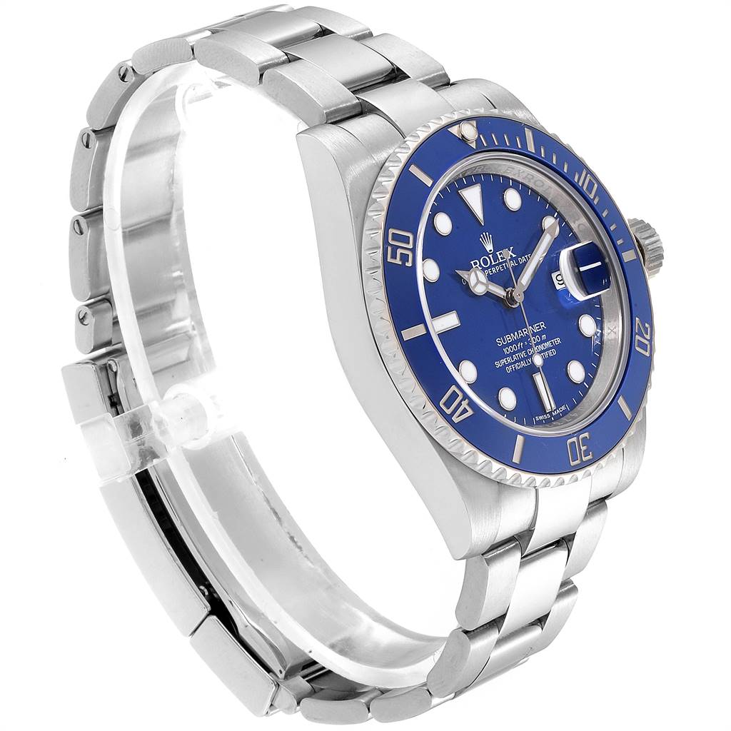 Rolex Submariner White Gold Blue Dial Ceramic Bezel Watch ...