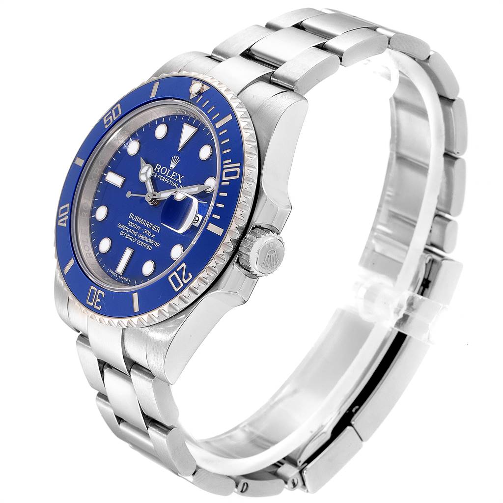 Rolex Submariner White Gold Blue Dial Ceramic Bezel Watch ...