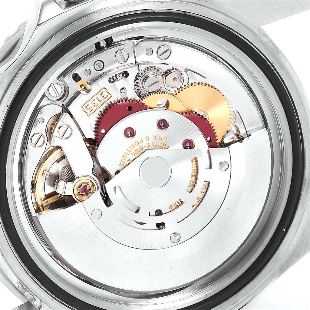 This image shows the internal movement mechanism of a Rolex Submariner 16610 Men
s Stainless Steel Black Dial 16610 Men
s Stainless Steel Black Dial watch from a back angle.