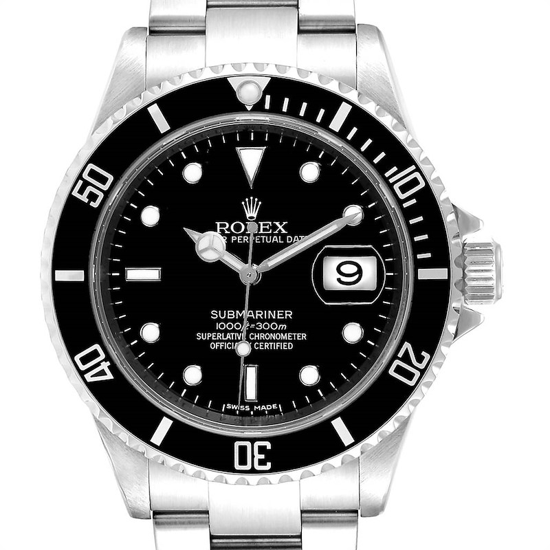 Rolex Submariner Date 40 Stainless Steel Automatic Mens Watch 16610 SwissWatchExpo