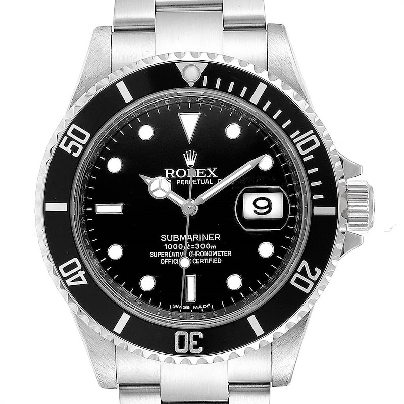 Rolex Submariner 40mm Black Dial Steel Mens Watch 16610 Box SwissWatchExpo