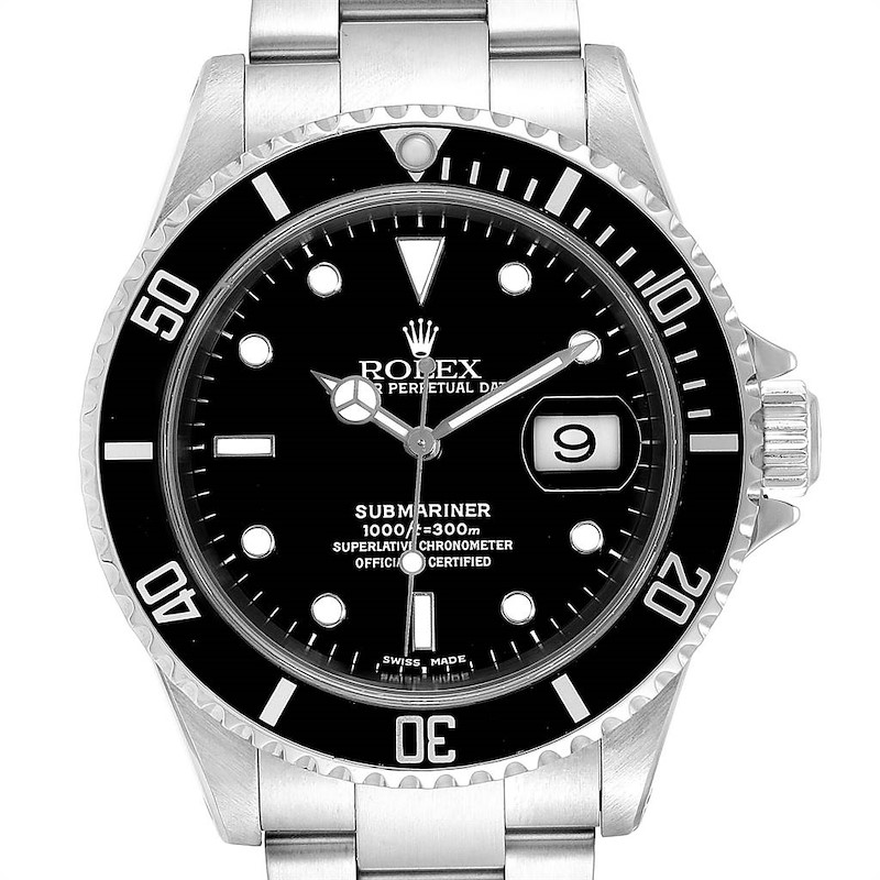 Rolex Submariner Date 40mm Stainless Steel Mens Watch 16610 SwissWatchExpo