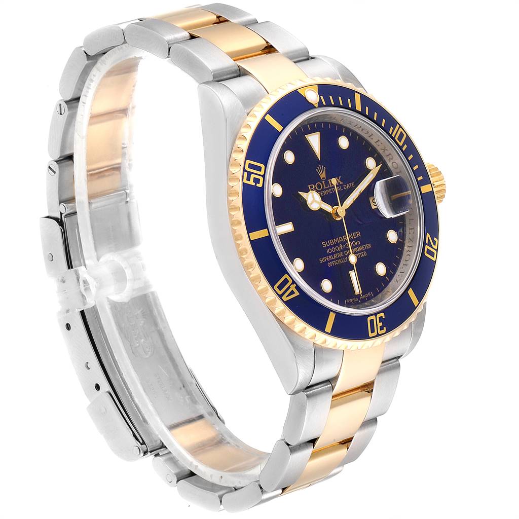 Rolex Submariner Purple Blue Dial Steel Yellow Gold Mens ...