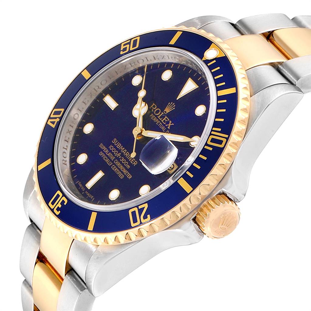 Rolex Submariner Purple Blue Dial Steel Yellow Gold Mens ...