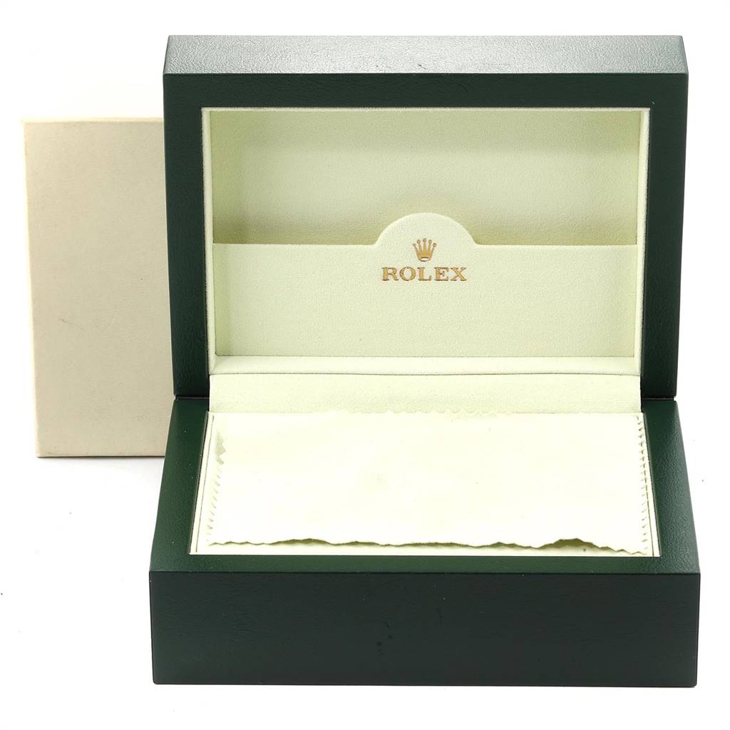 The image shows an empty Rolex Submariner 16610 Men
s Stainless Steel Black Dial 16610 Men
s Stainless Steel Black Dial watch box, including the interior cushion and outer packaging.