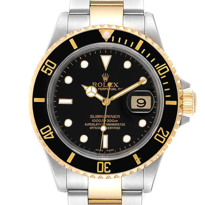 Rolex Submariner Date Steel 18K Yellow Gold Mens Watch 16613 SwissWatchExpo