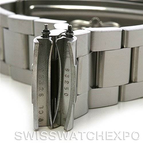 The image shows the clasp and end links of a Rolex Submariner 16610 Men's Stainless Steel Black Dial 16610 Men's Stainless Steel Black Dial, zoomed in from a side angle.