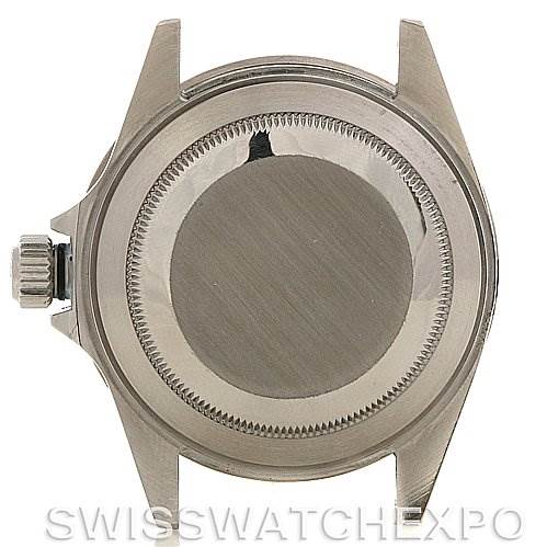 The image shows the back view of a Rolex Submariner 16610 Men's Stainless Steel Black Dial 16610 Men's Stainless Steel Black Dial watch, highlighting the case back and crown.