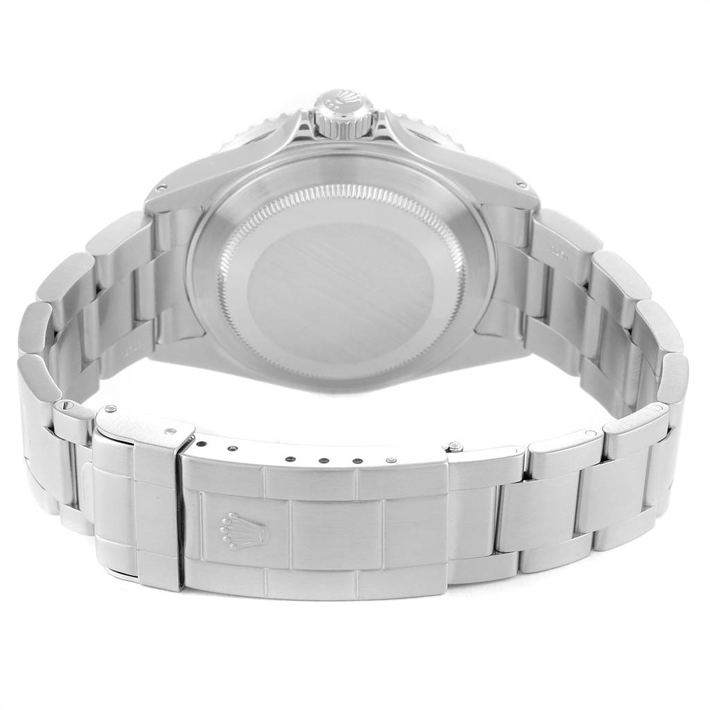 The image shows the back case and bracelet of a Rolex Submariner 16610 Men
s Stainless Steel Black Dial 16610 Men
s Stainless Steel Black Dial watch from a rear angle.