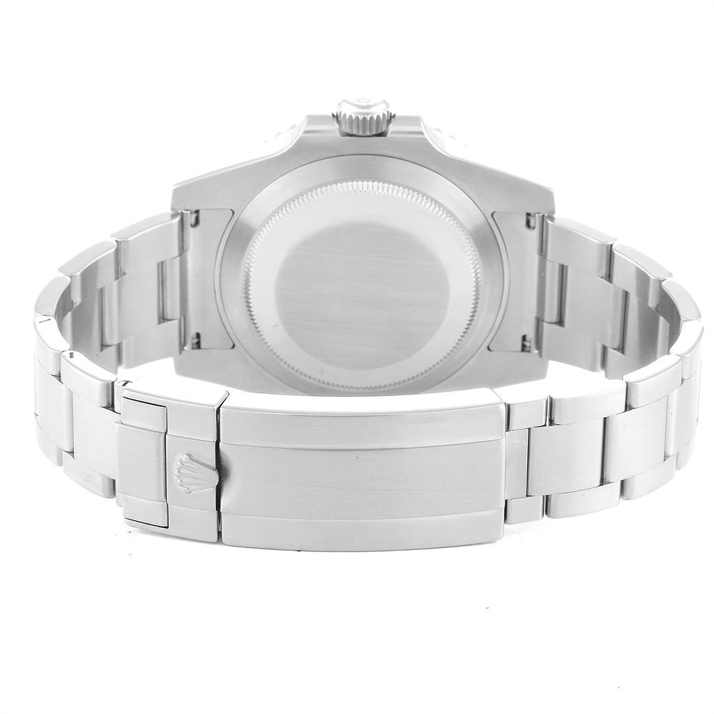 This image shows the back case and bracelet clasp of a Rolex Submariner 116610LV Men
s Stainless Steel Green Dial 116610LV Men
s Stainless Steel Green Dial watch.