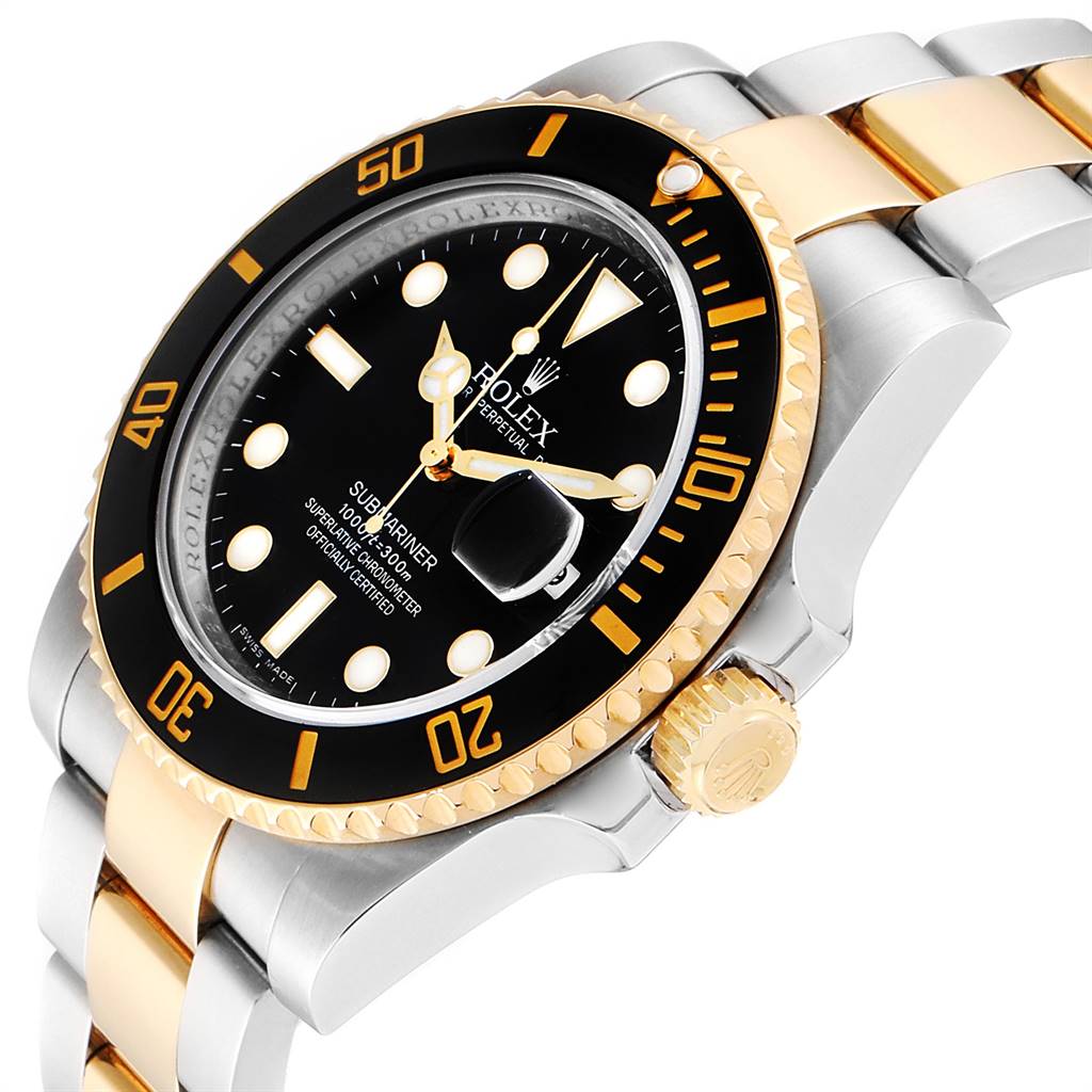 Rolex Submariner Steel Yellow Gold Black Dial Watch 116613 ...