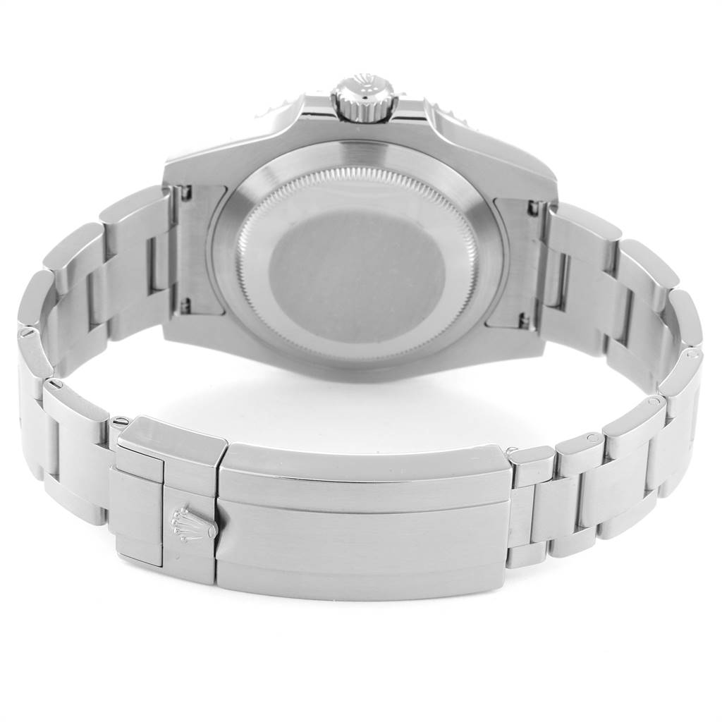 This image shows the back view of the Rolex Submariner 116610 Men
s Stainless Steel Black Dial 116610 Men
s Stainless Steel Black Dial, highlighting the case back and bracelet clasp.