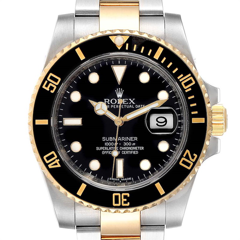 Rolex Submariner Steel Yellow Gold Black Dial Automatic Mens Watch 116613 SwissWatchExpo