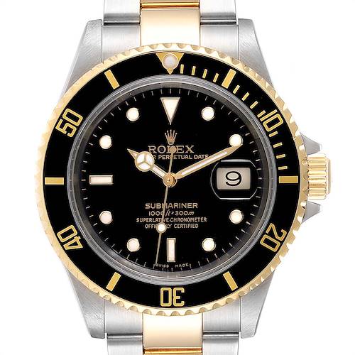 Photo of Rolex Submariner Date Steel Yellow Gold Mens Watch 16613 Box Papers