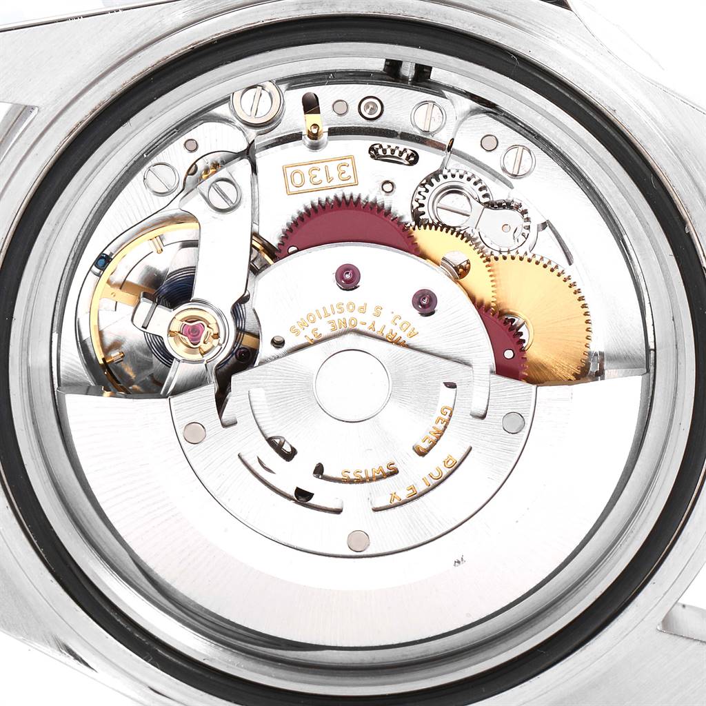 The image shows the internal movement mechanism of a Rolex Submariner 14060 Men
s Stainless Steel Black Dial 14060 Men
s Stainless Steel Black Dial watch, viewed from the back.