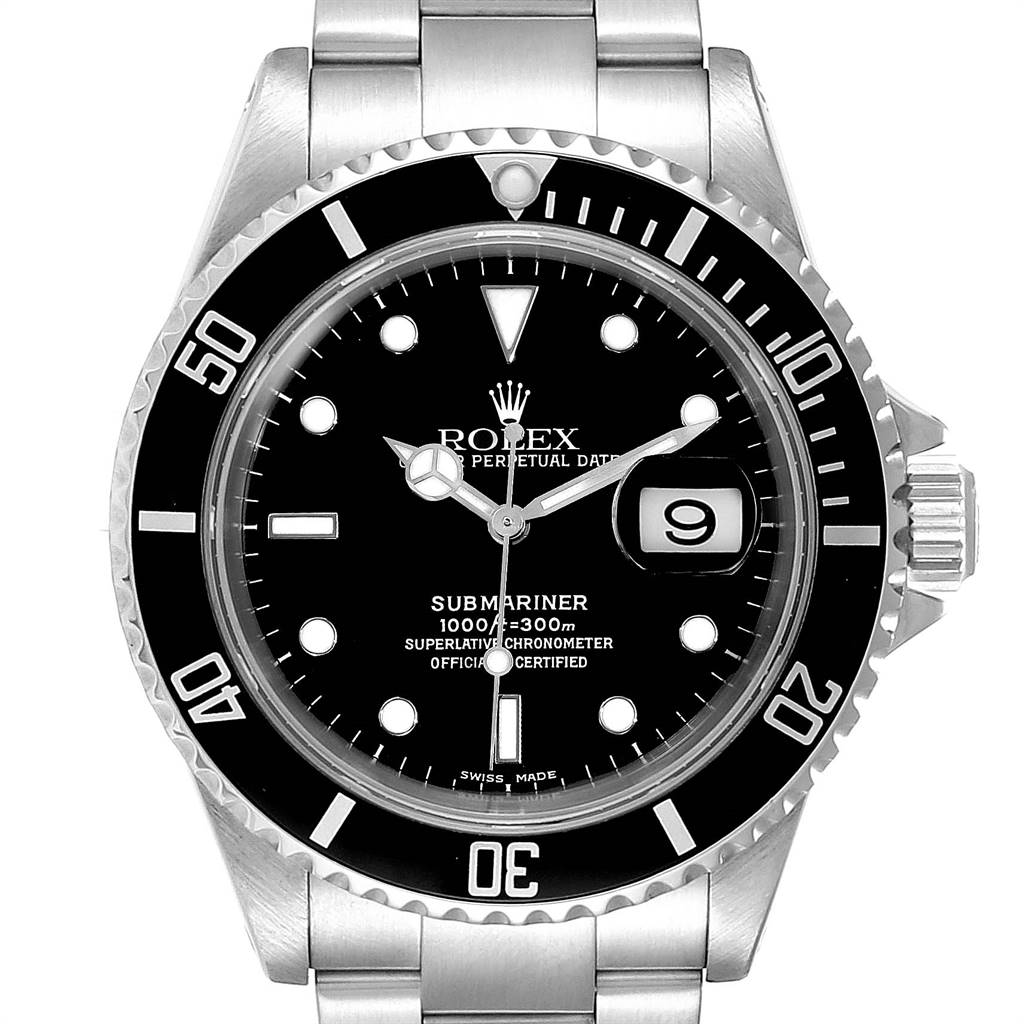 Rolex Submariner 40mm Black Dial Steel Mens Watch 16610 Box ...