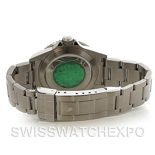 This image shows the backside and bracelet of a Rolex Submariner 16610 Men's Stainless Steel Black Dial 16610 Men's Stainless Steel Black Dial watch, focusing on the case back, clasp, and links.