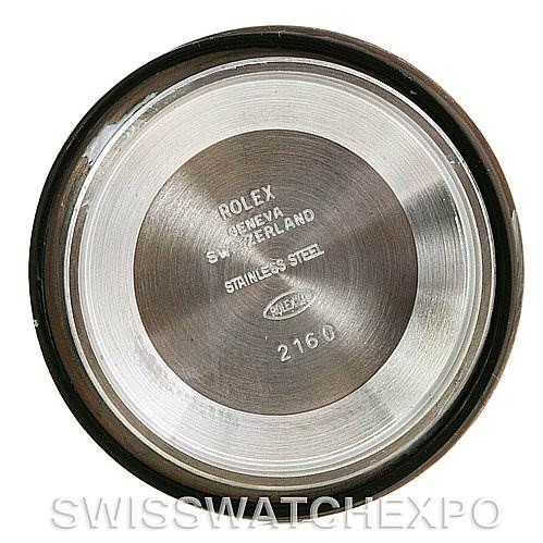 This is a base view of the back interior case cover of a Rolex Submariner 16613 Men's Yellow Gold Blue Dial 16613 Men's Yellow Gold Blue Dial watch, showing inscriptions.