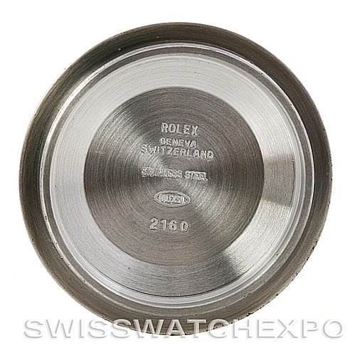 This image shows the case back of a Rolex Submariner 14060M Men
s Stainless Steel Black Dial 14060M Men
s Stainless Steel Black Dial watch, displaying the brand
s engravings and model information.