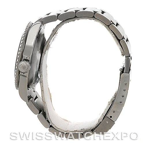 The image shows the side view of a Cartier Ballon Bleu 16610 Women's Stainless Steel Black Dial 16610 Women's Stainless Steel Black Dial watch, focusing on the case, crown, and bracelet.