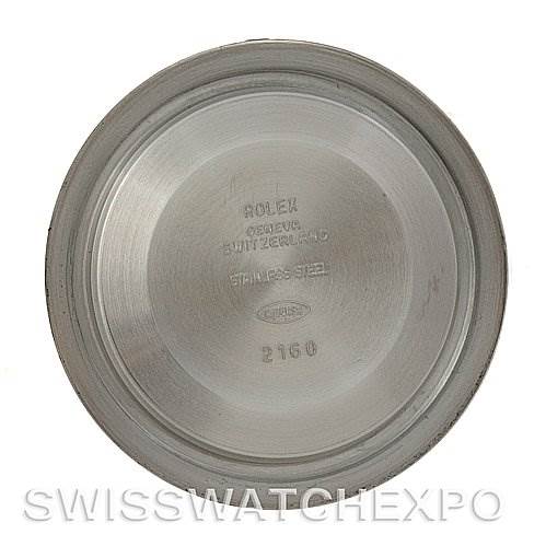 This image shows the inside case back of a Rolex Submariner 16610 Men
s Stainless Steel Black Dial 16610 Men
s Stainless Steel Black Dial watch, highlighting engravings of the brand and model details.