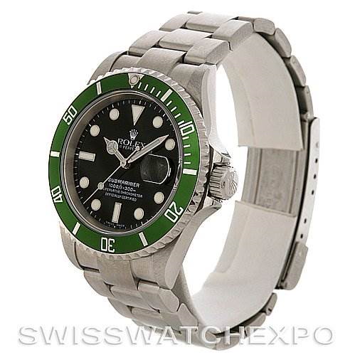 Rolex Green Submariner Steel Watch 16610T Year 2007 SwissWatchExpo