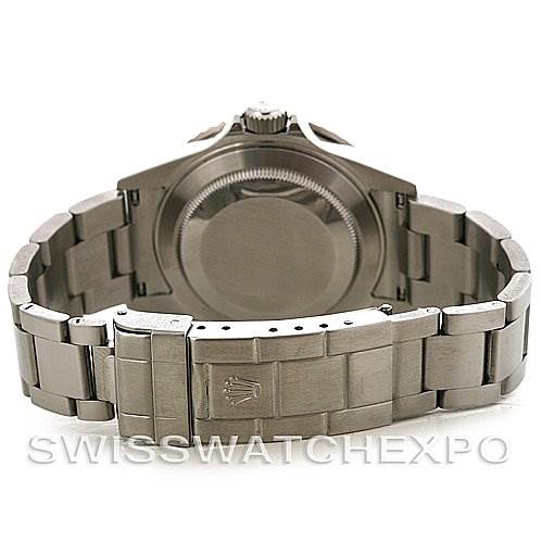 This image shows the back view of a Rolex Submariner 16610T Men's Stainless Steel Black Dial 16610T Men's Stainless Steel Black Dial watch, including the caseback and clasp.