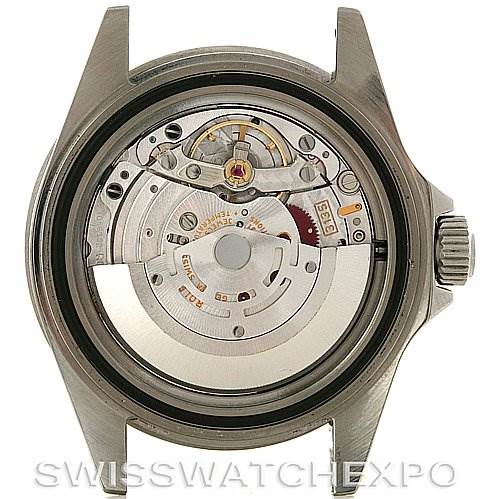 This image shows the internal mechanism of a Rolex Submariner 16610T Men's Stainless Steel Black Dial 16610T Men's Stainless Steel Black Dial watch from a rear case angle.